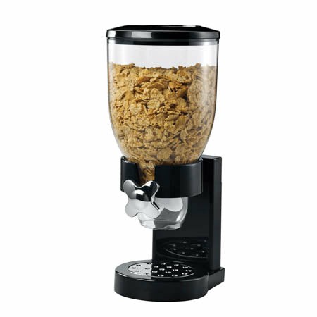 Black 17.5-Oz Cereal Dispenser With Portion Control Food Dispensers