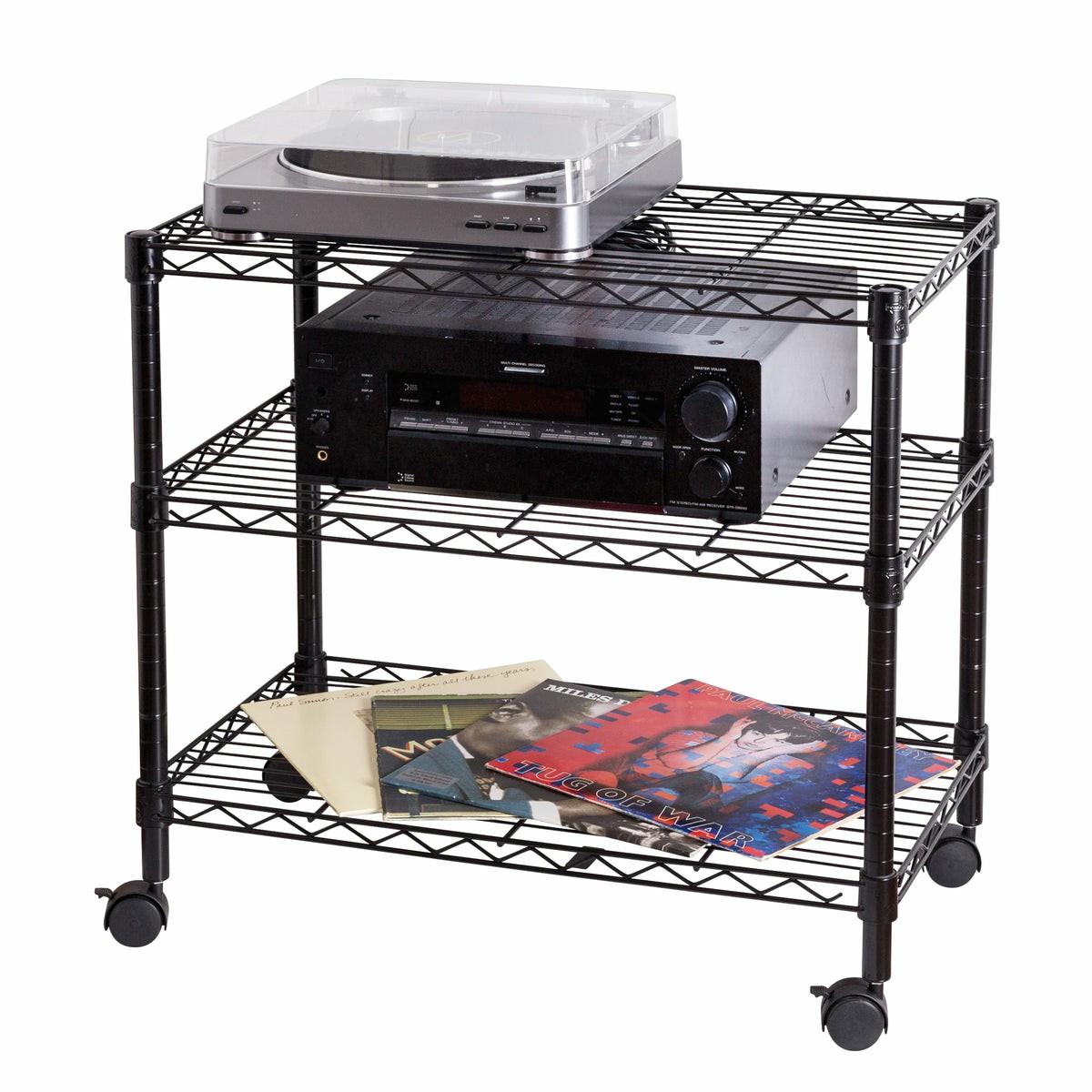 Black 3-Tier Media Cart Carts