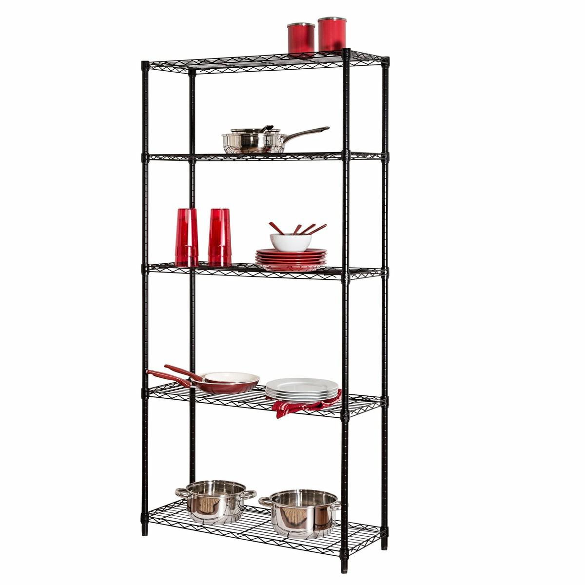 Black 5-Tier Adjustable Shelving Unit With 200-Lb Shelf Capacity Shelving & Racks