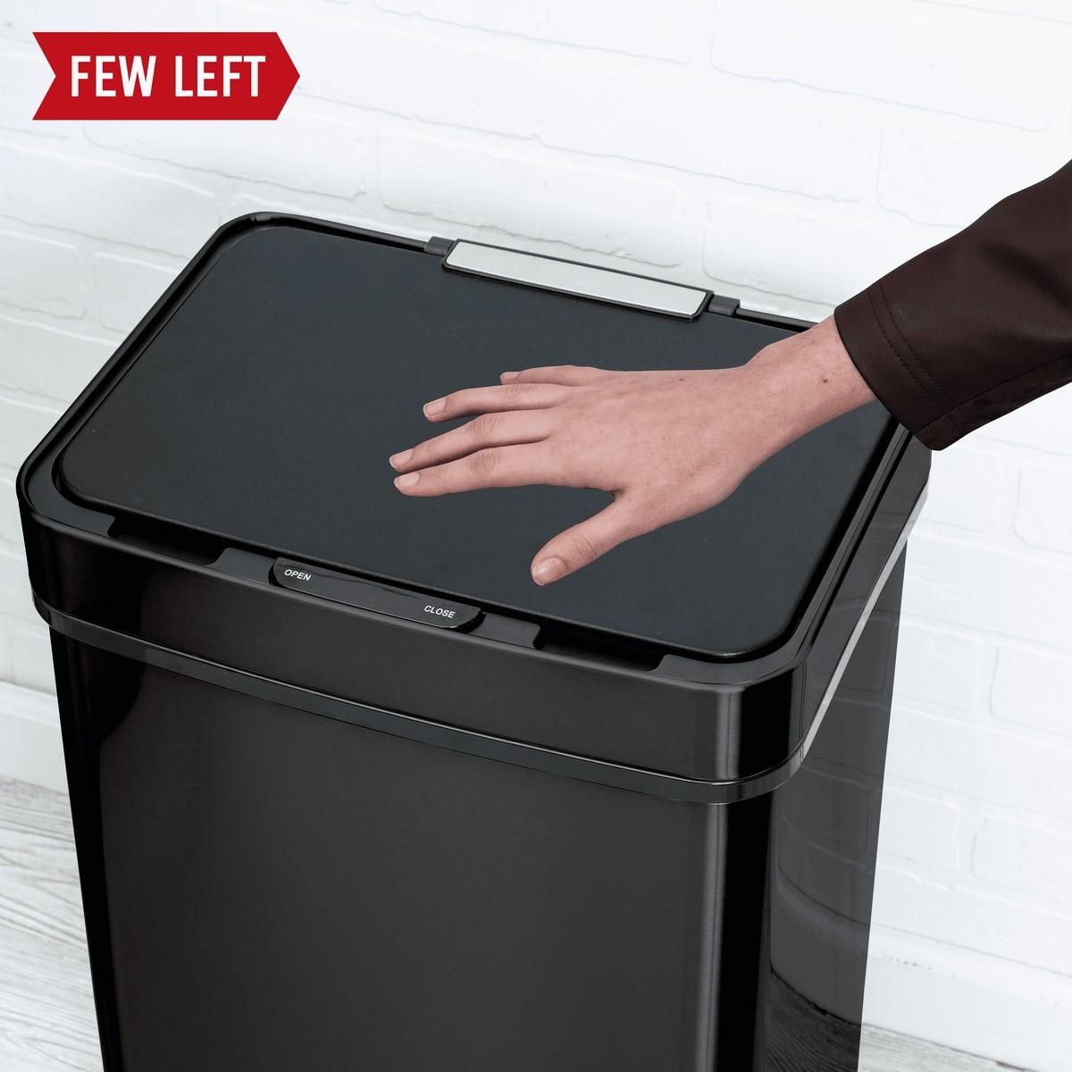 Black 50L Stainless Steel Trash Can With Motion Sensor And Soft Close Storage & Cleaning