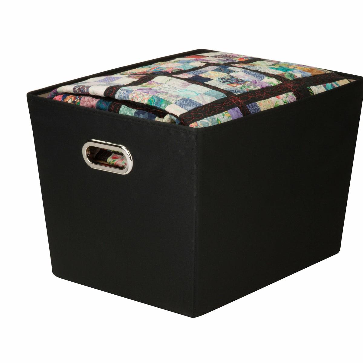 Black Large Storage Bin With Handles Closet