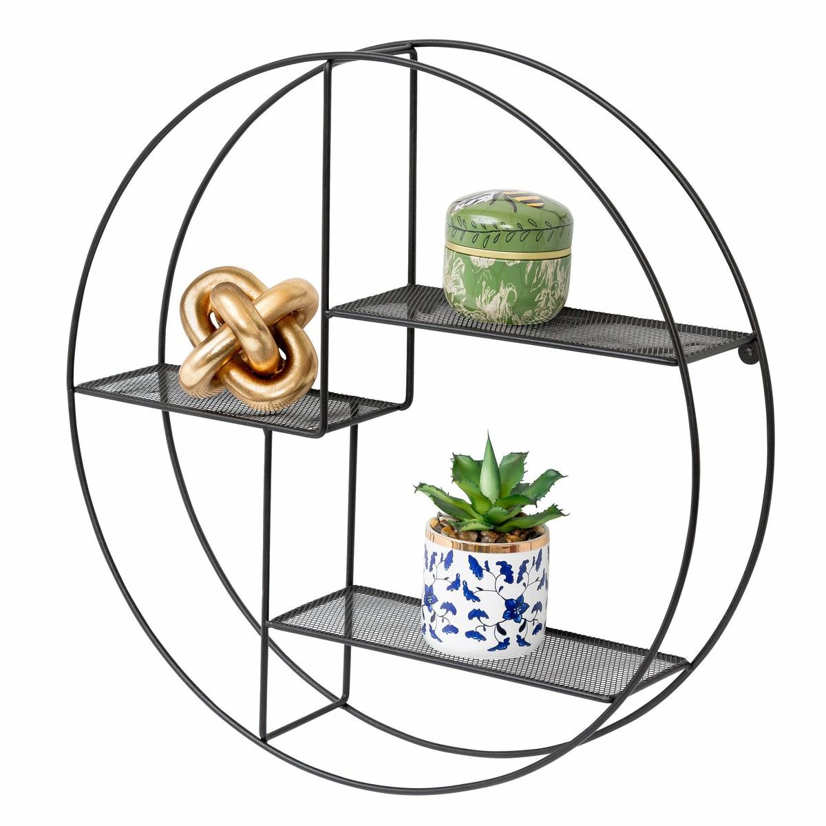 Black Modern Circular Wall Shelf Decorative Accents