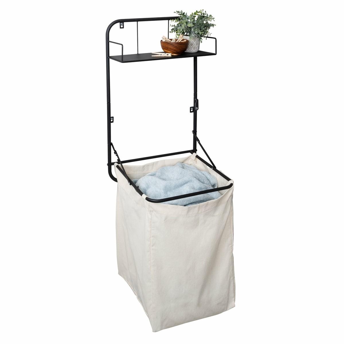 Black Over-The-Door Or Wall-Mount Folding Hamper And Shelf Hampers & Sorters