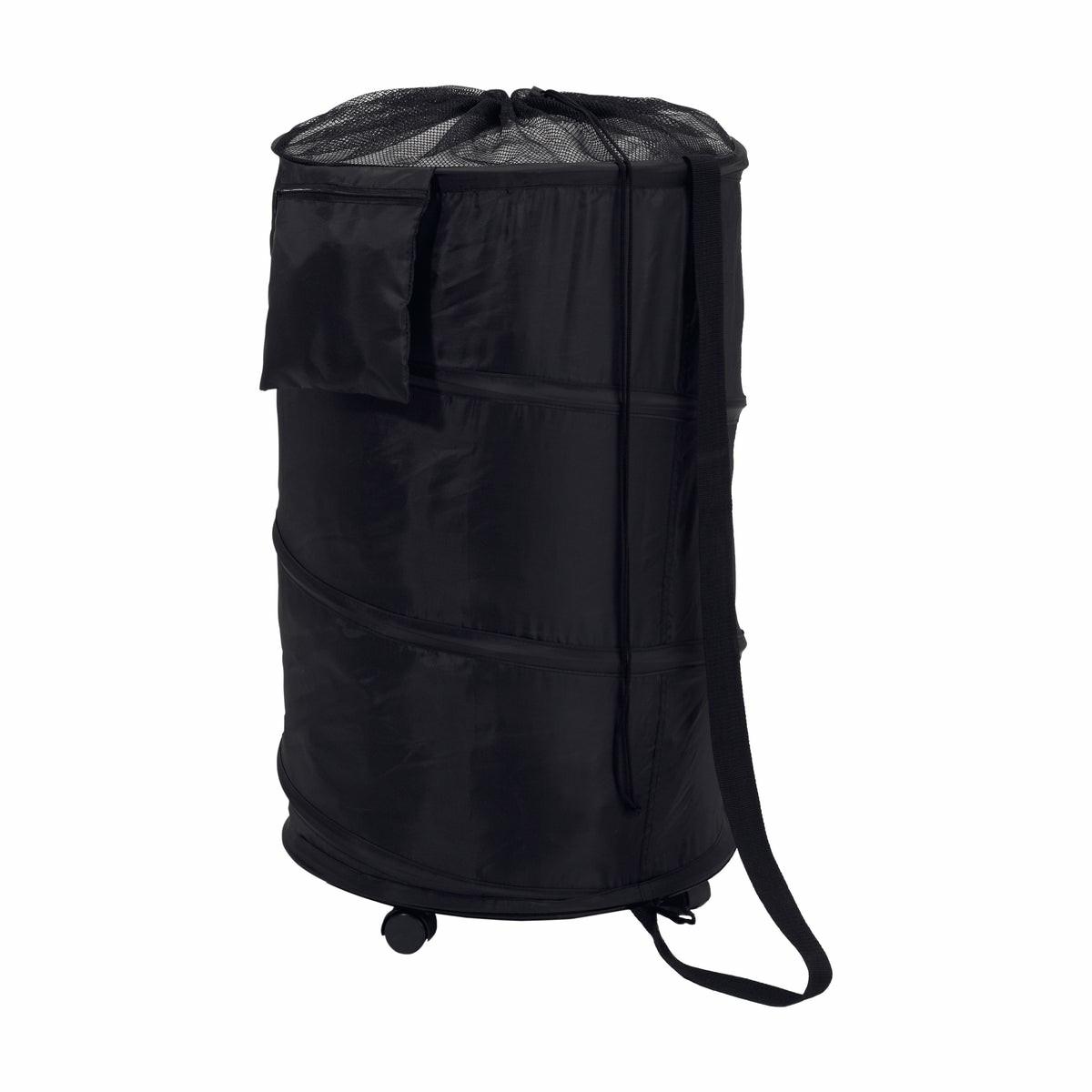 Black Pop-Up Laundry Hamper With Wheels Hampers & Sorters