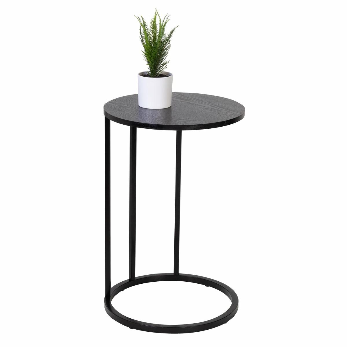 Black Round C-Shape End Table Accent Furniture