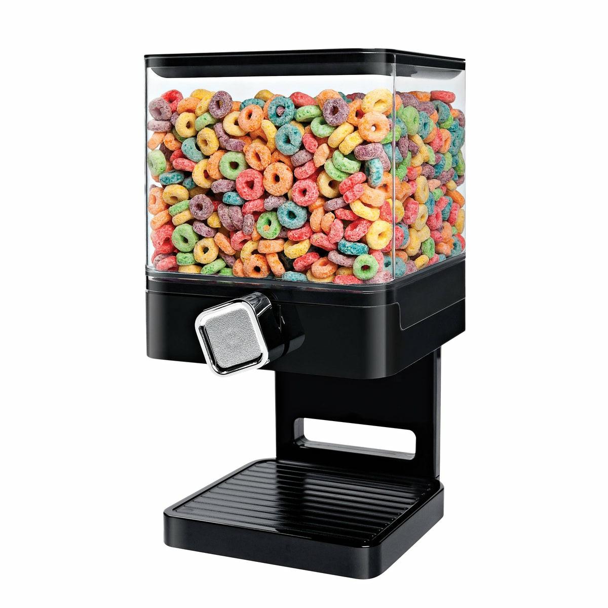 Black/Chrome Cereal Dispenser With Portion Control Food Dispensers