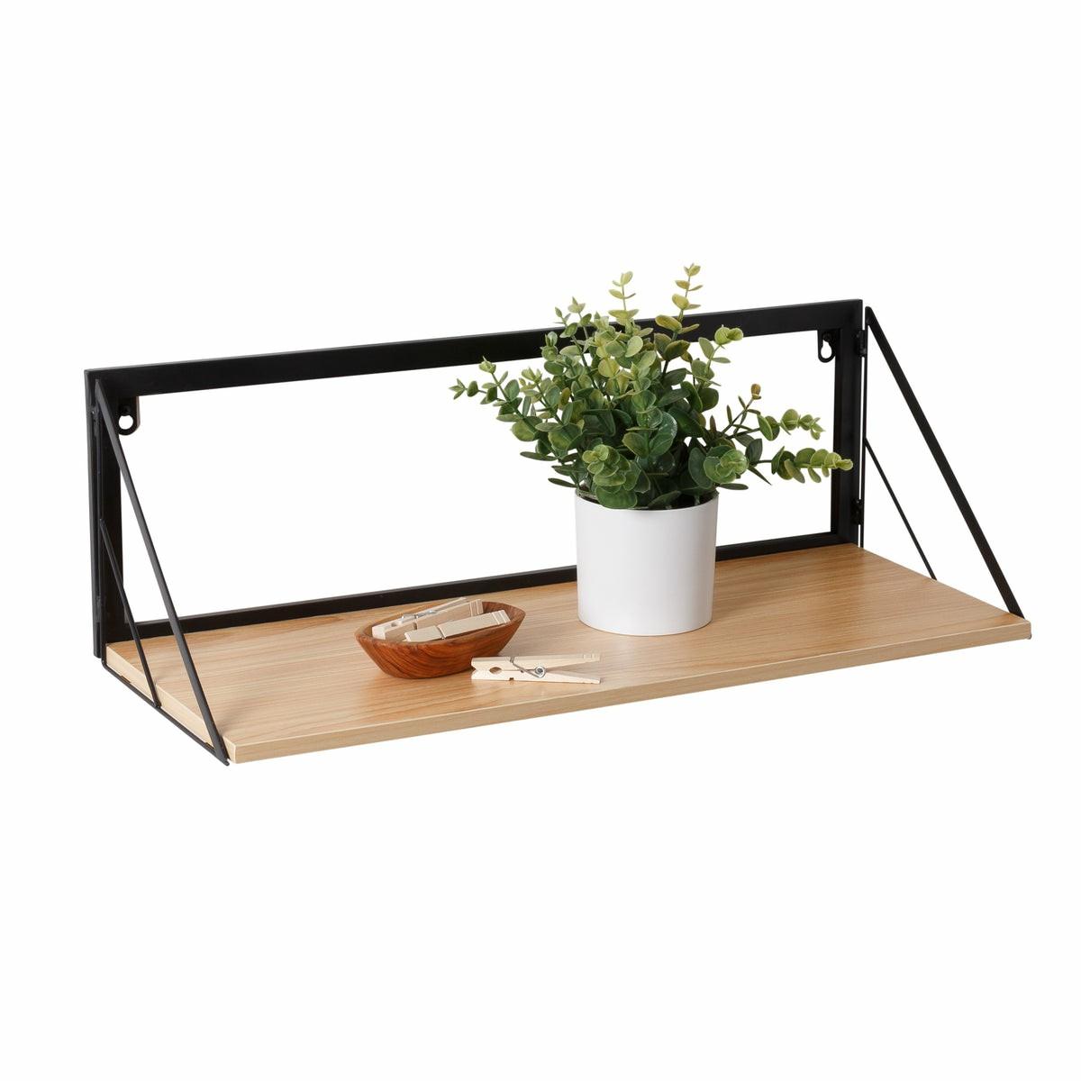 Black/Maple Large Modern Floating Shelf Decorative Accents