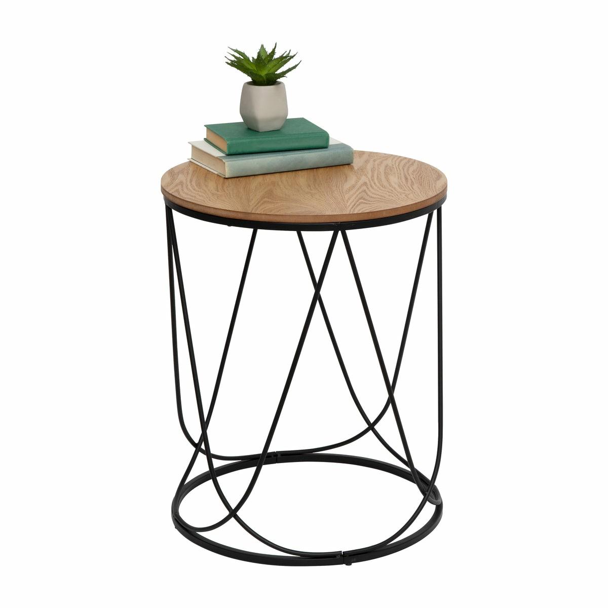 Black/Natural Round Accent Table Accent Furniture