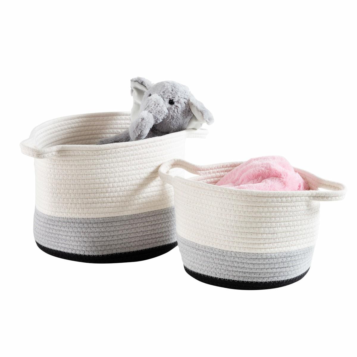 Black/White Ombré Cotton Rope Nesting Basket (Set Of 2) Baskets, Boxes, & Totes