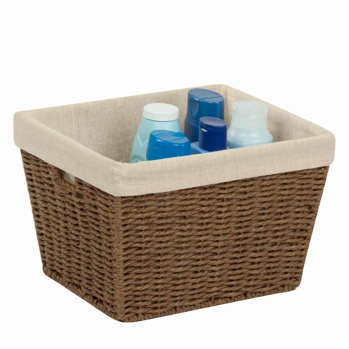 Brown Paper Rope Medium Storage Basket With Liner Baskets, Boxes, & Totes