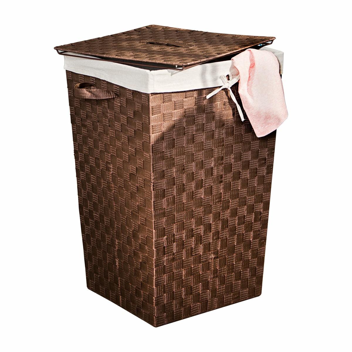 Brown Woven Square Hamper With Lid Hampers & Sorters