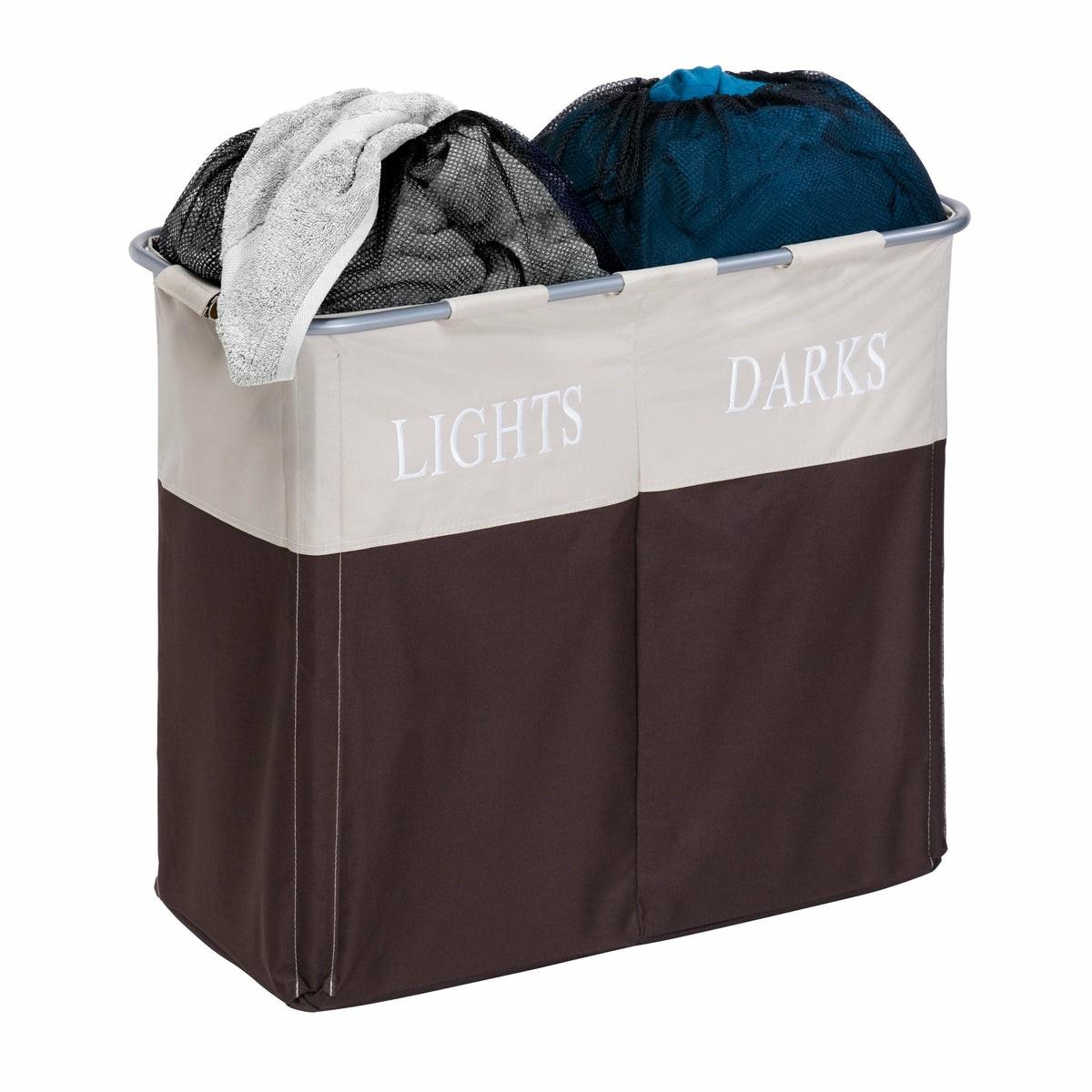 Brown/Taupe Dual Compartment Laundry Hamper Hampers & Sorters