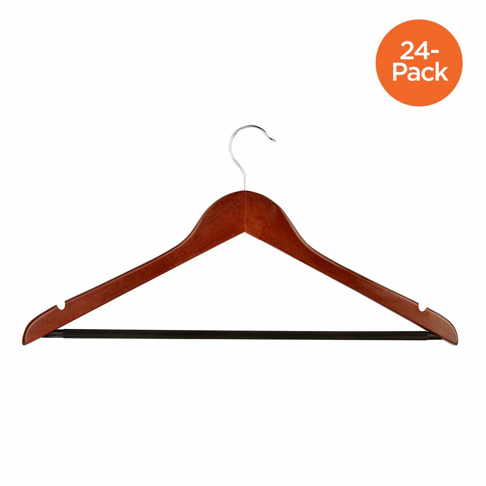 Cherry Finish Wood No-Slip Suit Hangers (24-Pack) Hangers