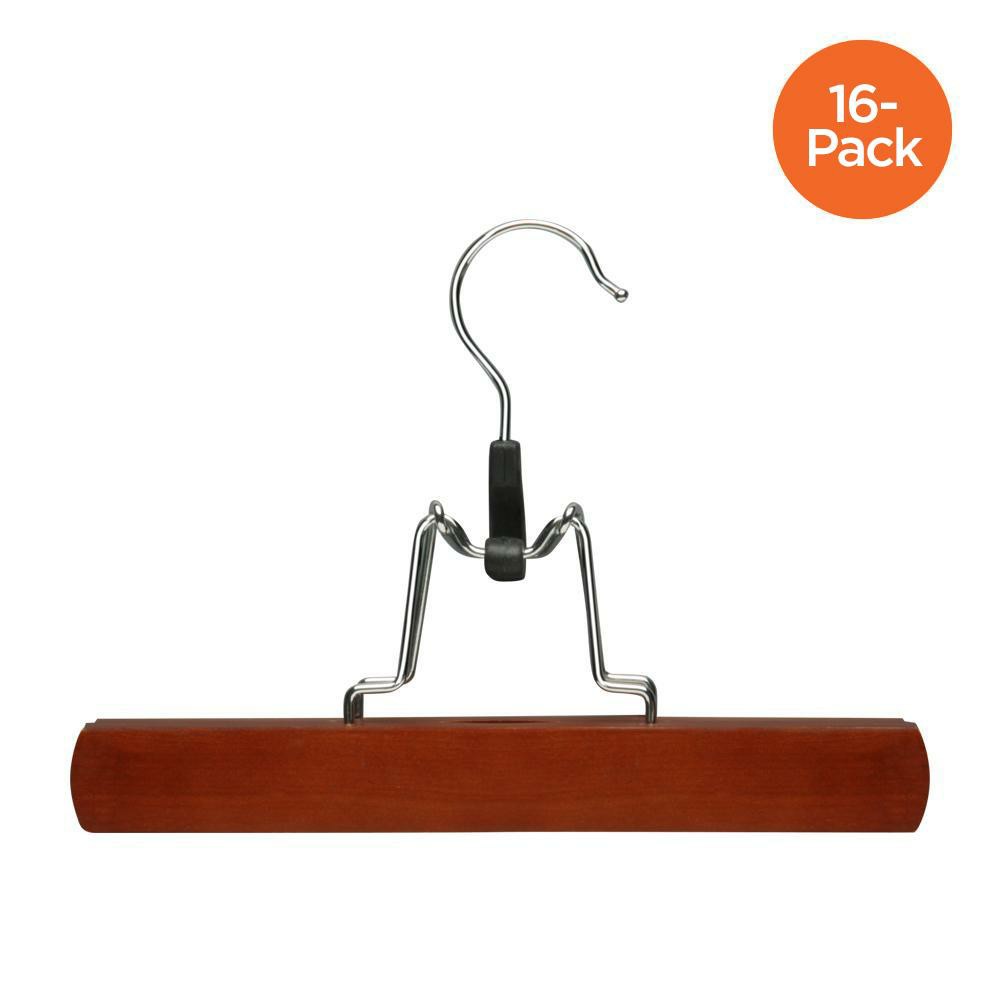 Cherry Finish Wood Pant Clamp Hangers (16-Pack) Hangers