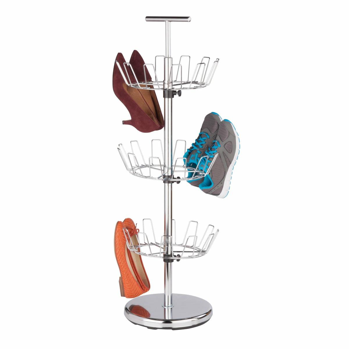 Chrome 3-Tier Revolving Shoe Tree Closet