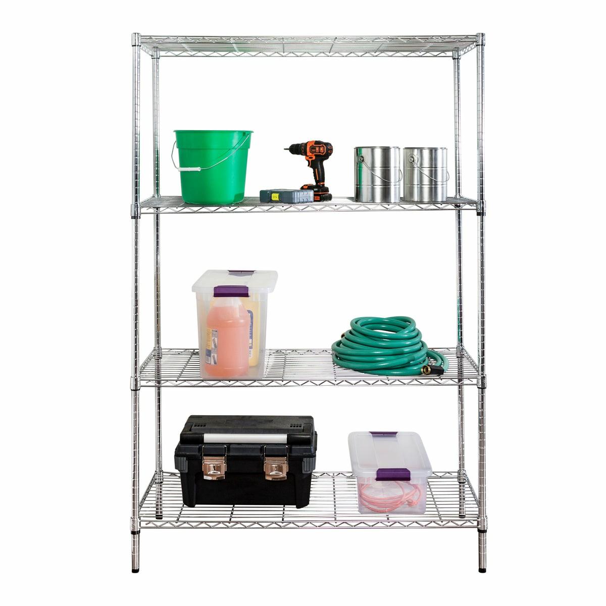 Chrome 4-Tier Adjustable Shelving Unit With 350-Lb Per-Shelf Capacity Shelving & Racks