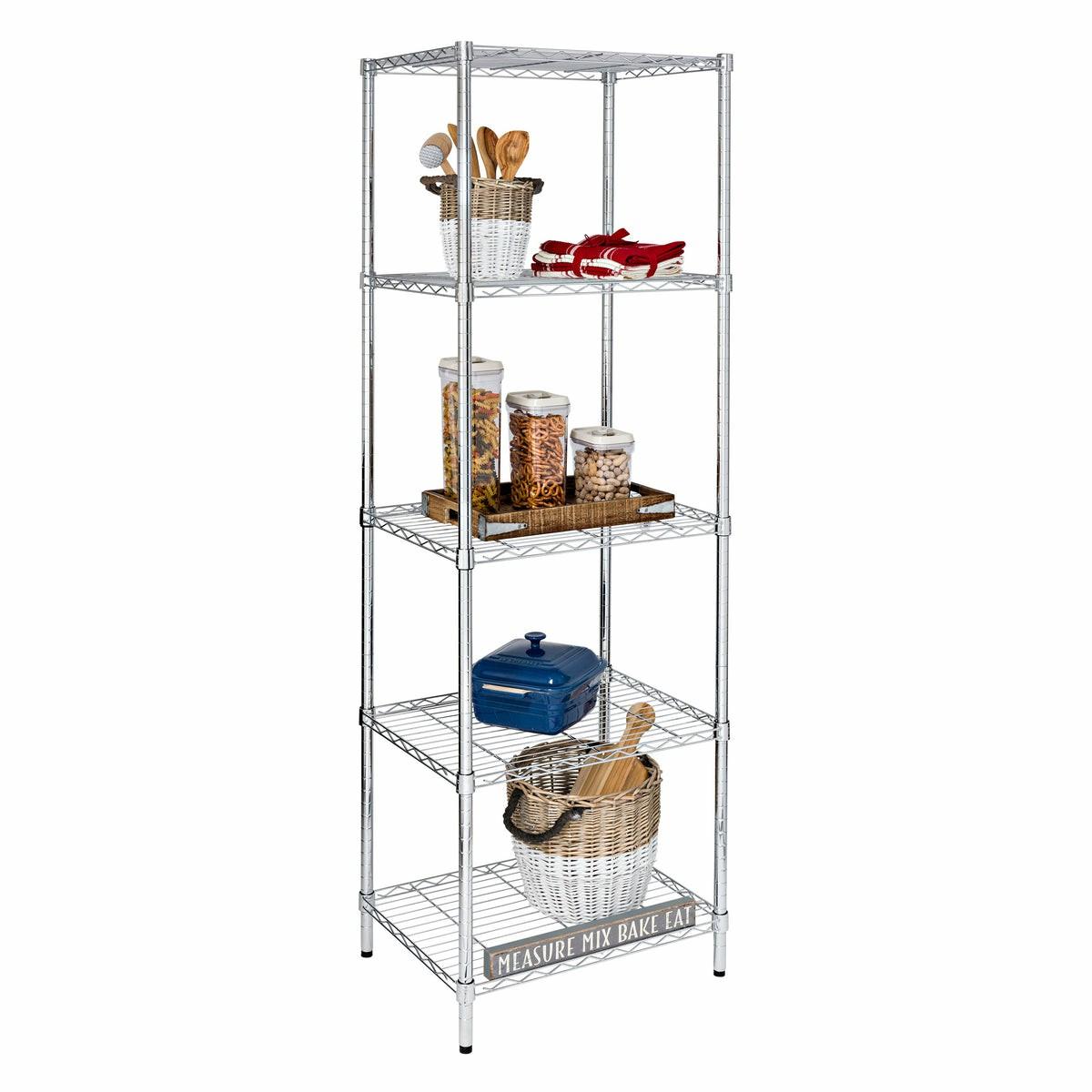 Chrome 5-Tier Adjustable Shelving Unit With 250-Lb Shelf Capacity Shelving & Racks