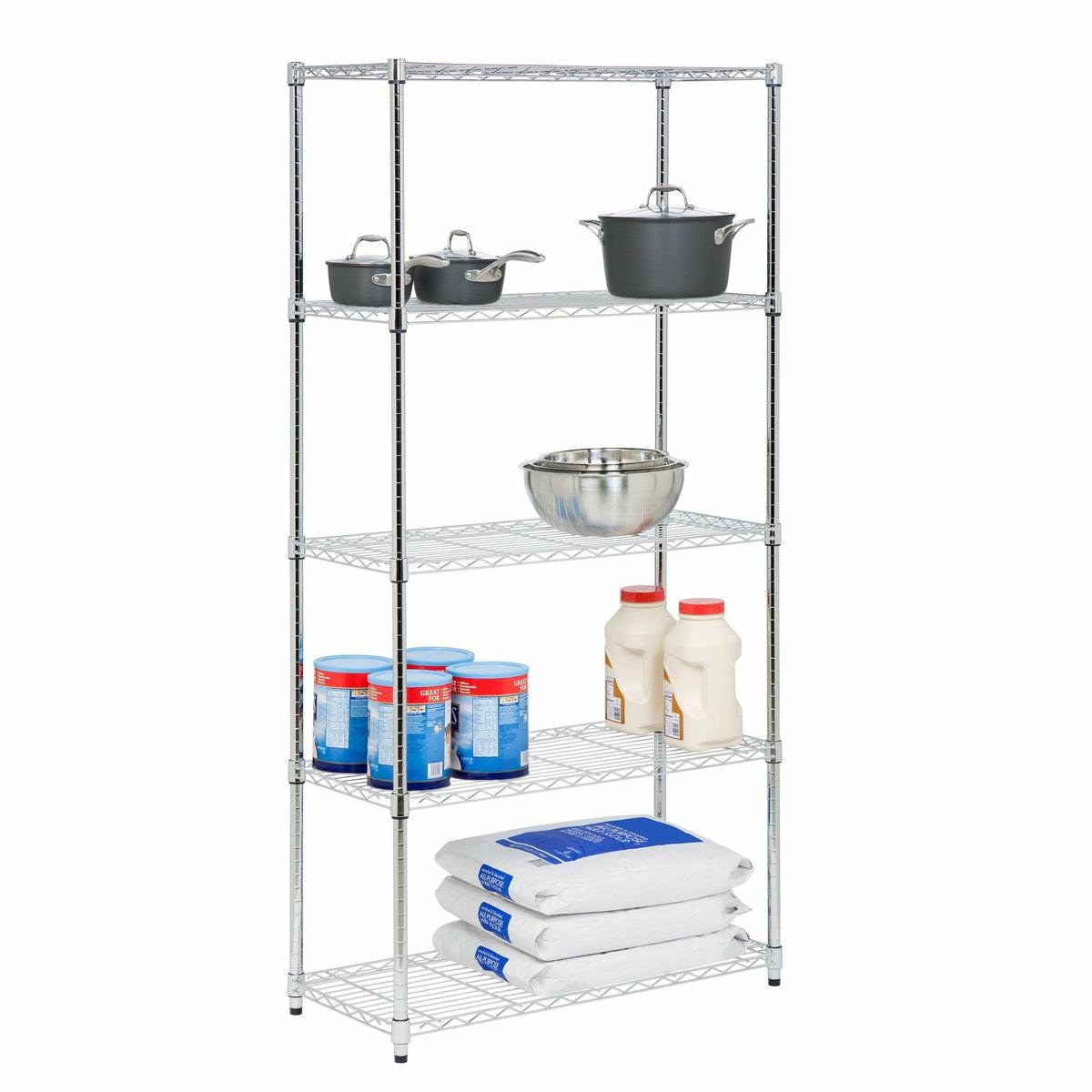 Chrome 5-Tier Adjustable Shelving Unit With 350-Lb Shelf Capacity Shelving & Racks