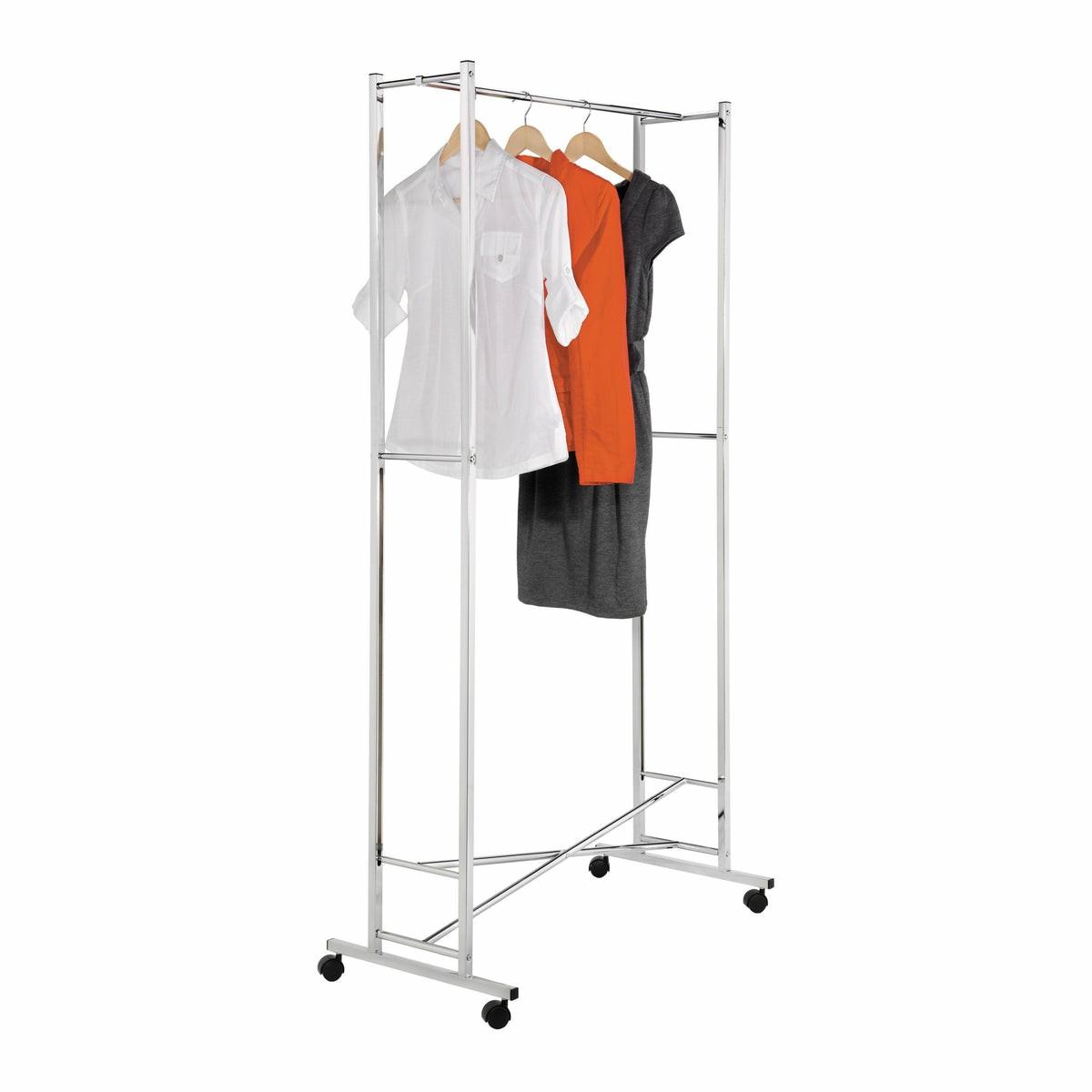 Chrome Folding Rolling Clothes Rack Closet