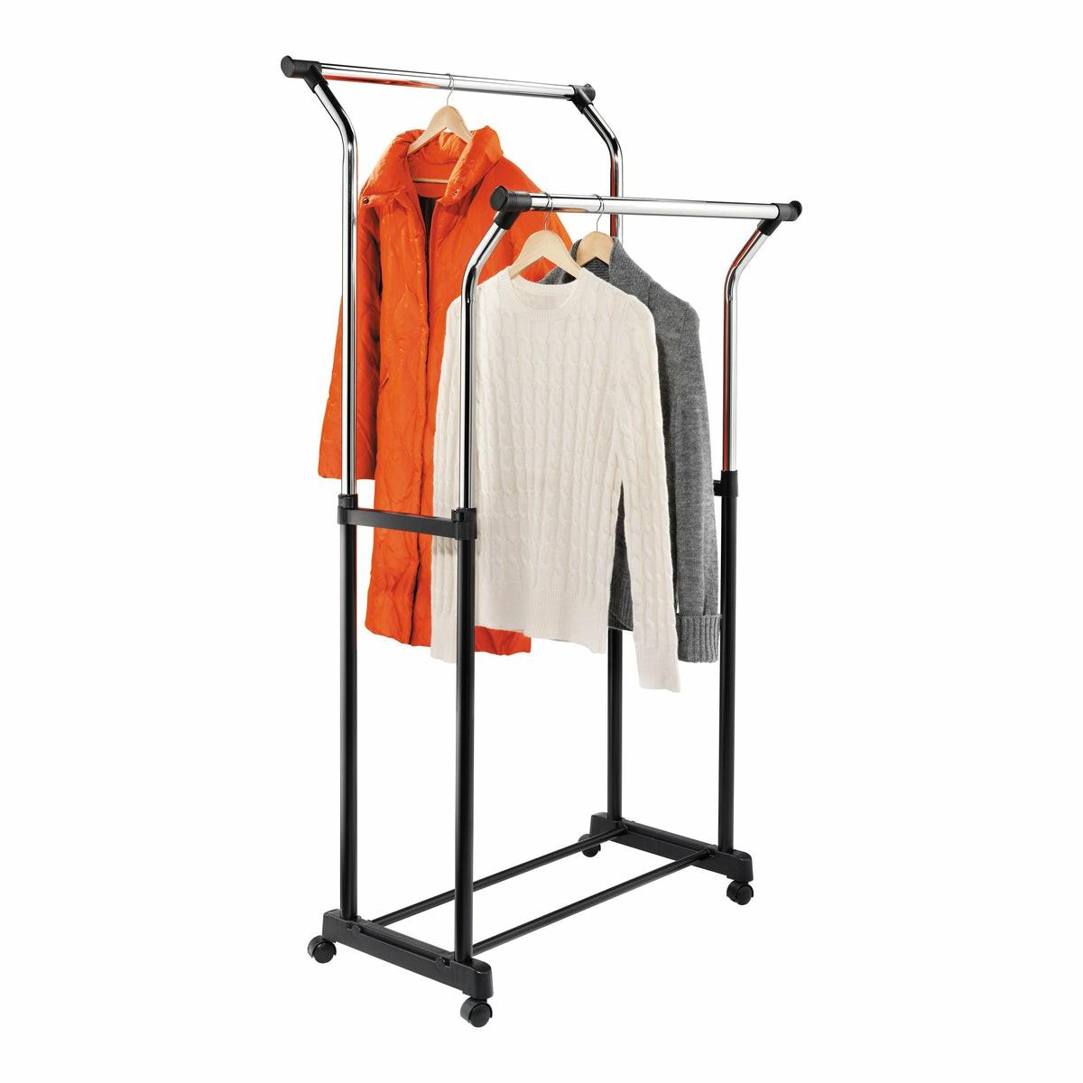 Chrome Heavy-Duty Double Hanging Garment Rack Closet