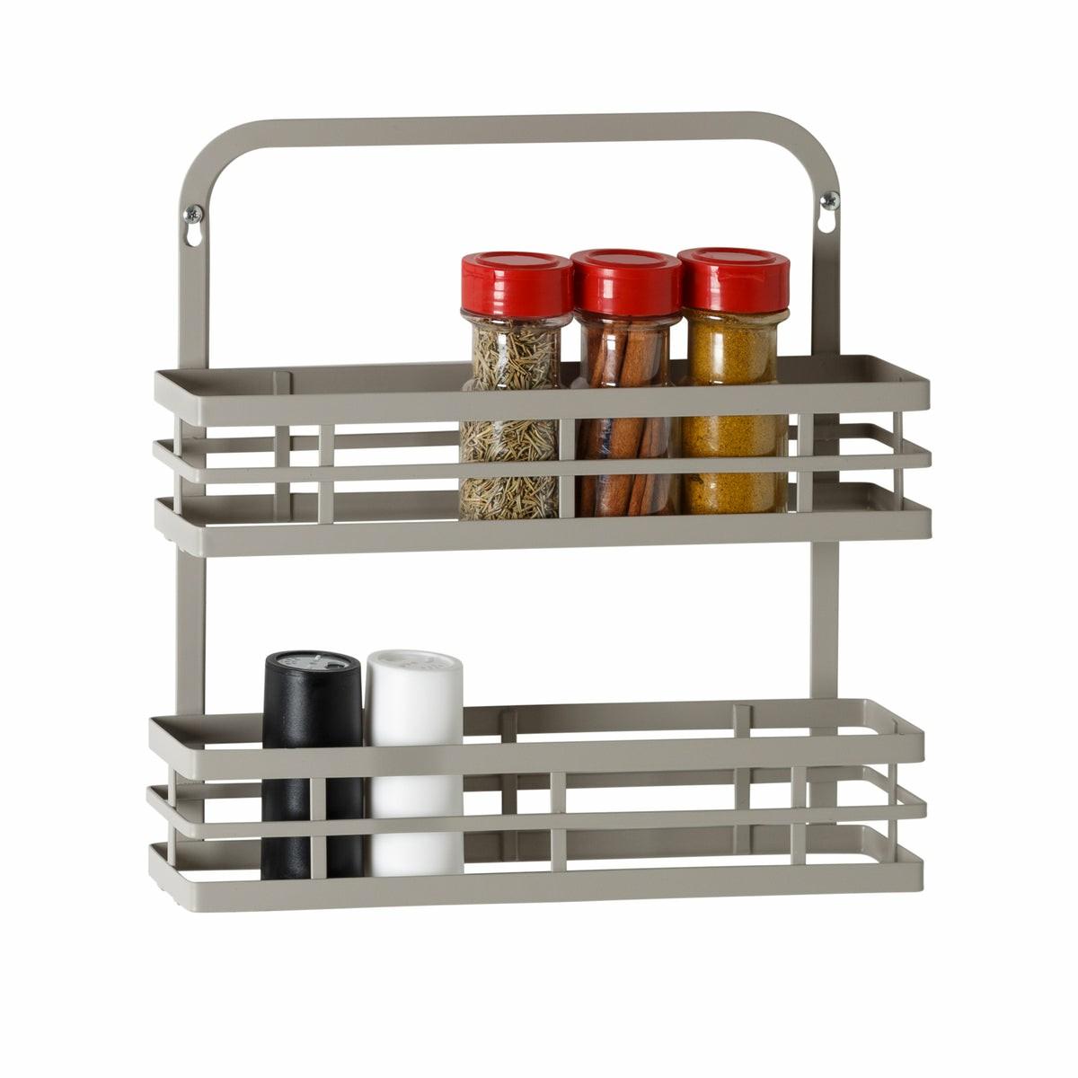 Gray 2-Tier Modern Over-The-Door Spice Rack Kitchen