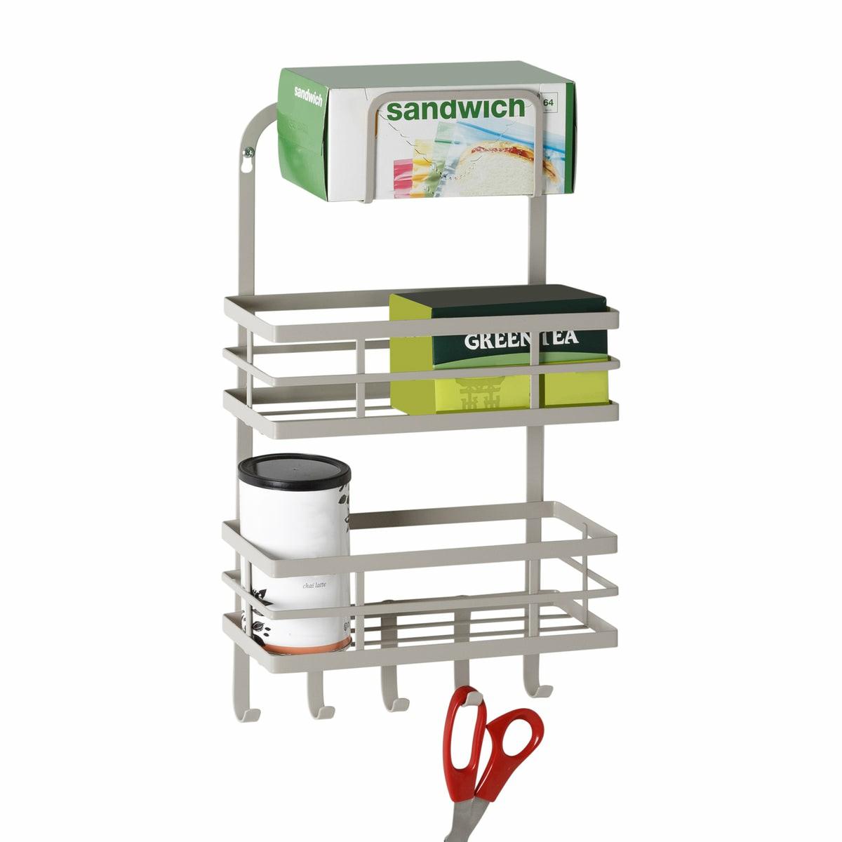 Gray 3-Tier Over-The-Door Kitchen Organizer With Hooks Kitchen