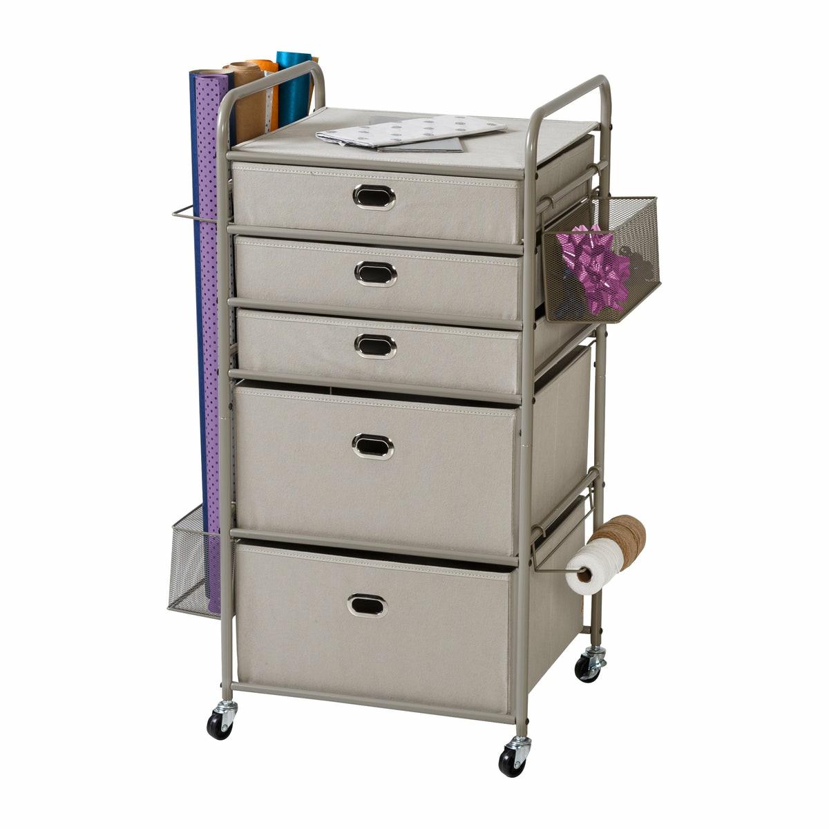 Gray Gift Wrap Or Craft Storage Cart Carts