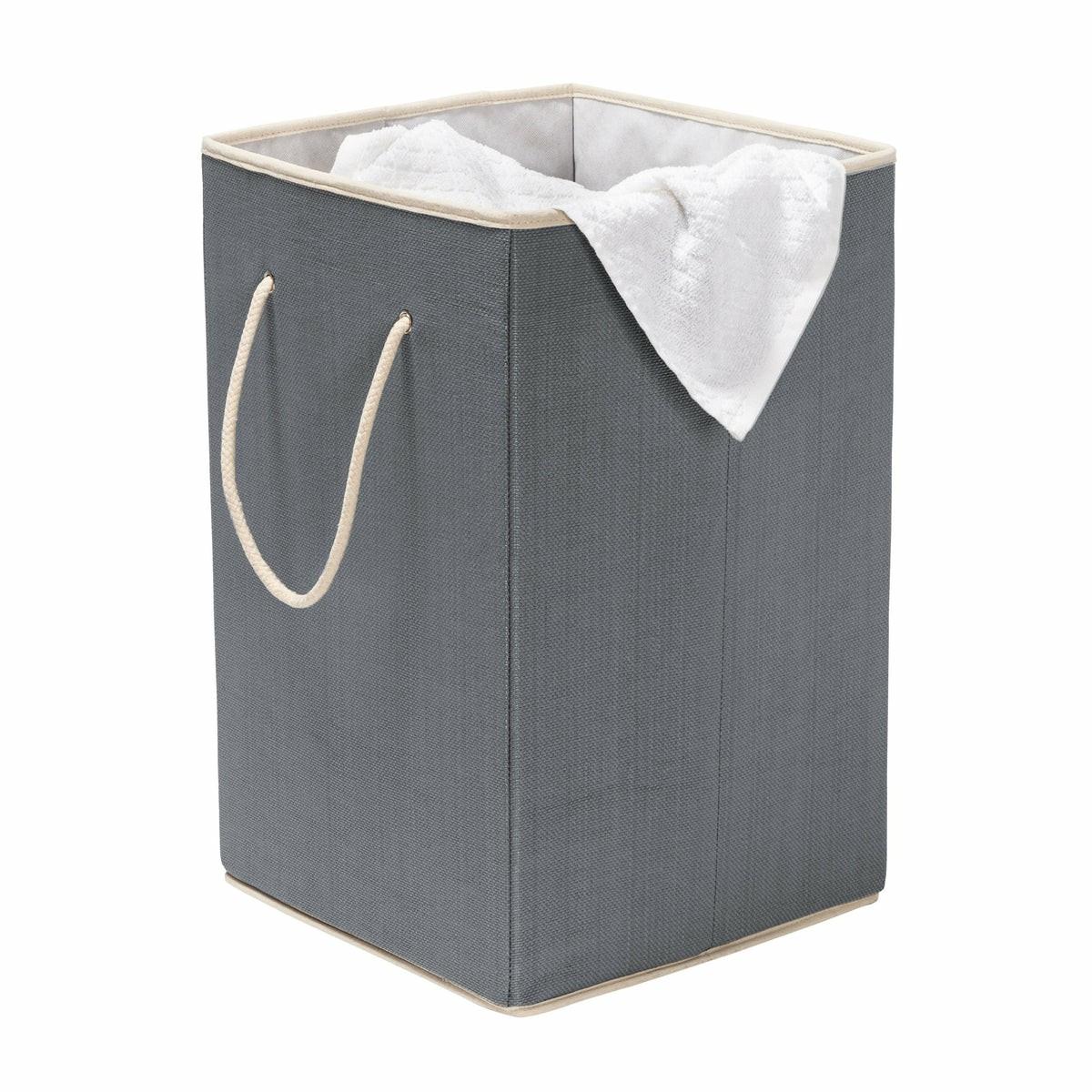 Gray Resin Square Laundry Hamper With Handles Hampers & Sorters