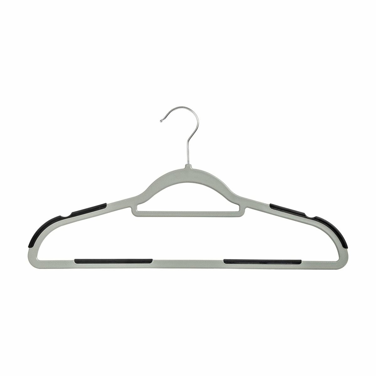 Gray/Black Slim Plastic Hangers With Anti-Slip Rubber Grips Hangers