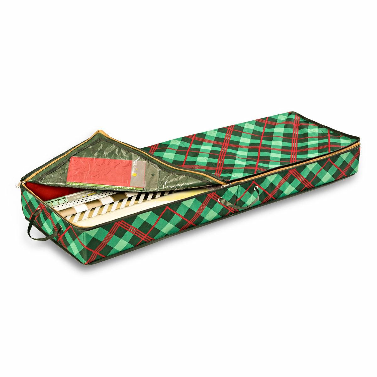 Green Plaid Holiday Gift Wrap Organizer Holiday Décor Storage