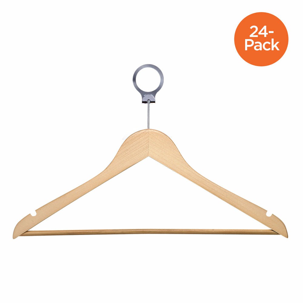 Maple Finish Wood Hotel Suit Hangers (24-Pack) Hangers