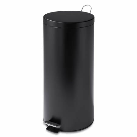 Matte Black 30L Round Step Trash Can Storage & Cleaning