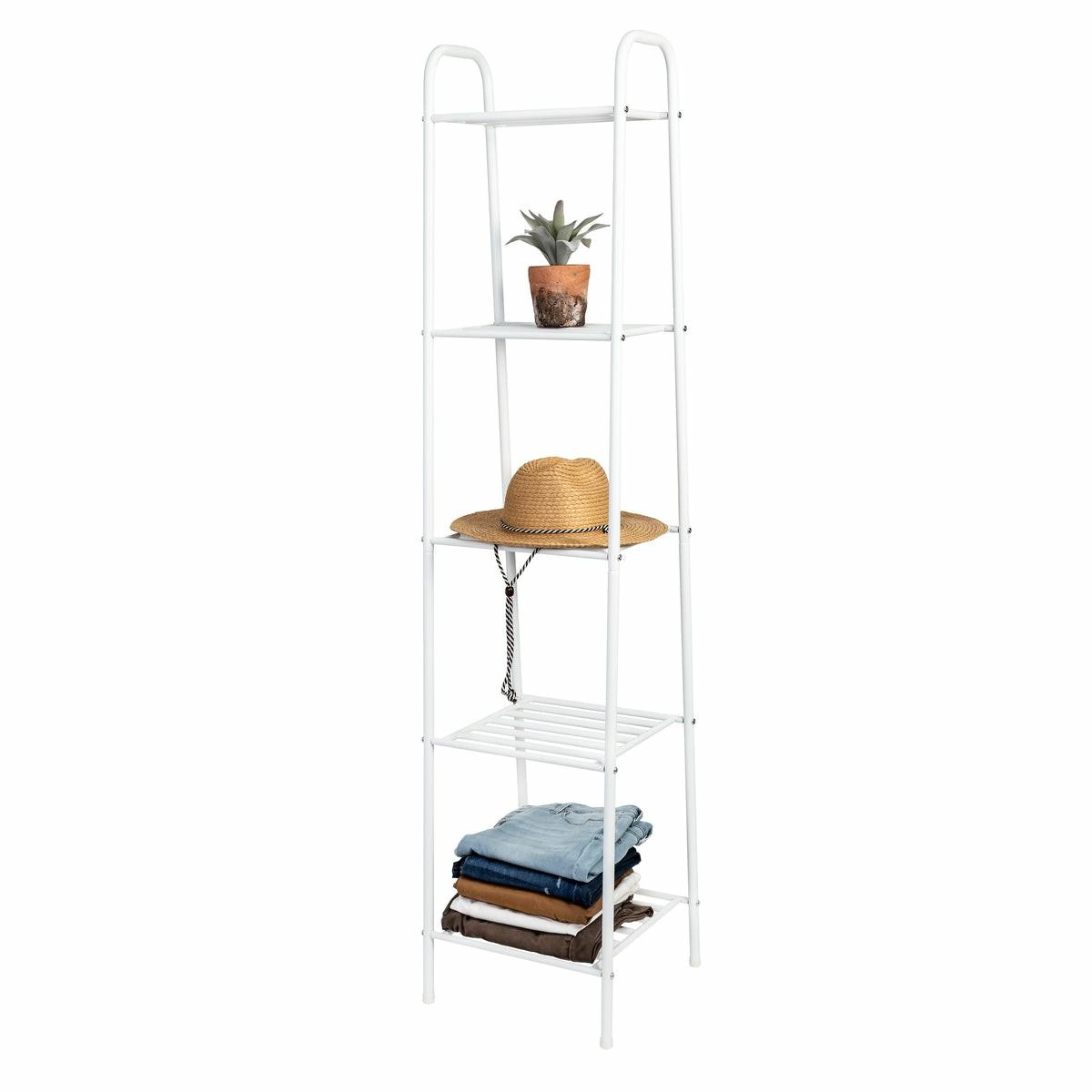 Matte White 5-Tier Metal Shelving Unit Shelving & Racks