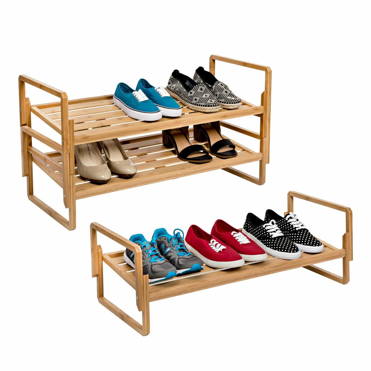 Natural 3-Tier Bamboo Nesting Shoe Rack Closet