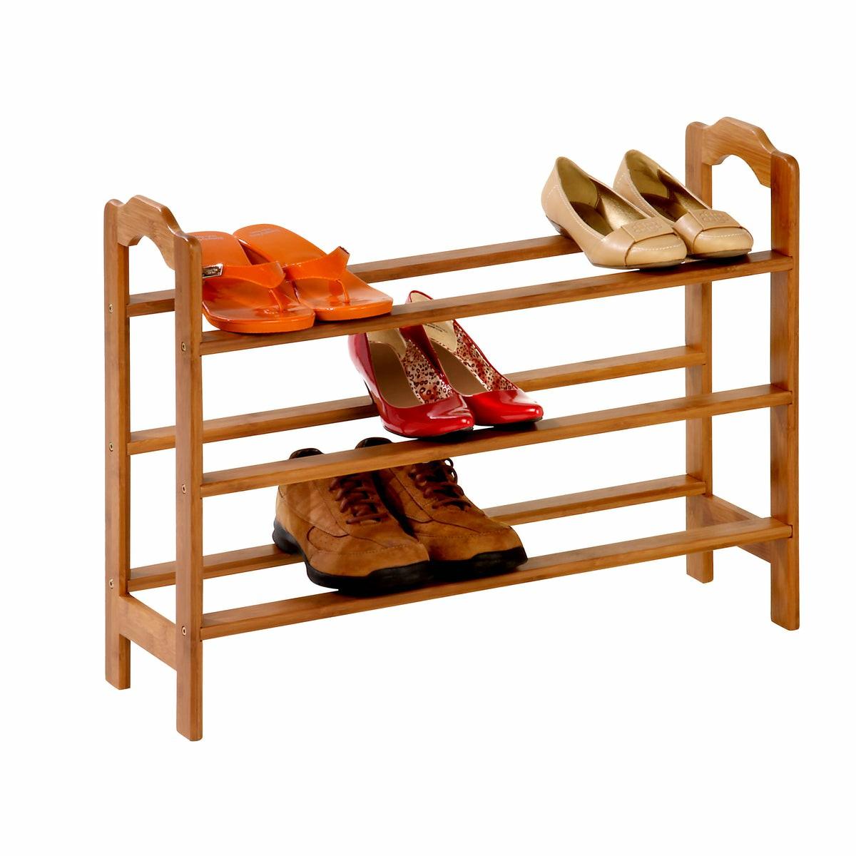 Natural 3-Tier Bamboo Shoe Rack Closet