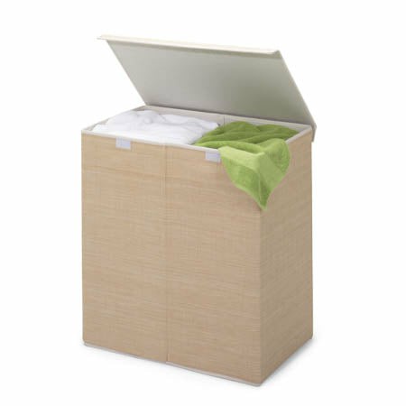 Natural Resin Large Dual Laundry Hamper With Lid Hampers & Sorters