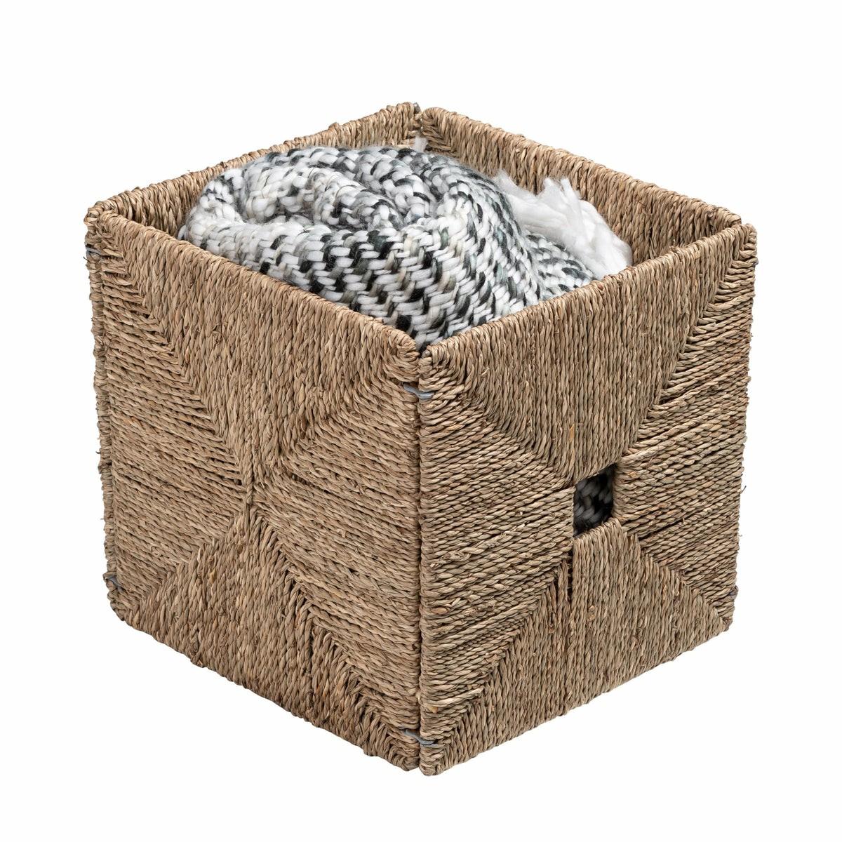 Natural Seagrass Collapsible Storage Basket Baskets, Boxes, & Totes