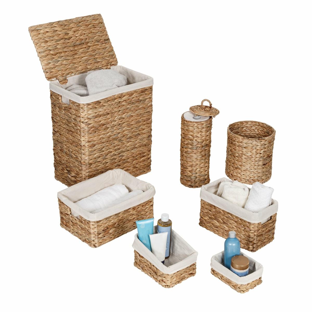 Natural Water Hyacinth 7-Piece Storage Basket Set Hampers & Sorters