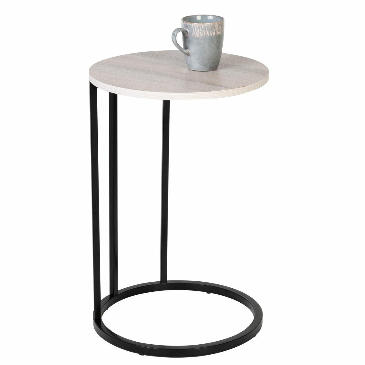 Natural/Black Round C-Shape End Table Accent Furniture