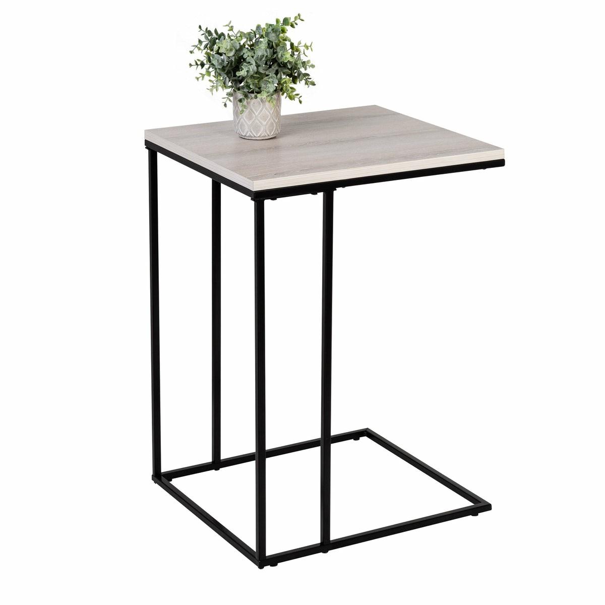 Natural/Black Square C-Shape End Table Accent Furniture