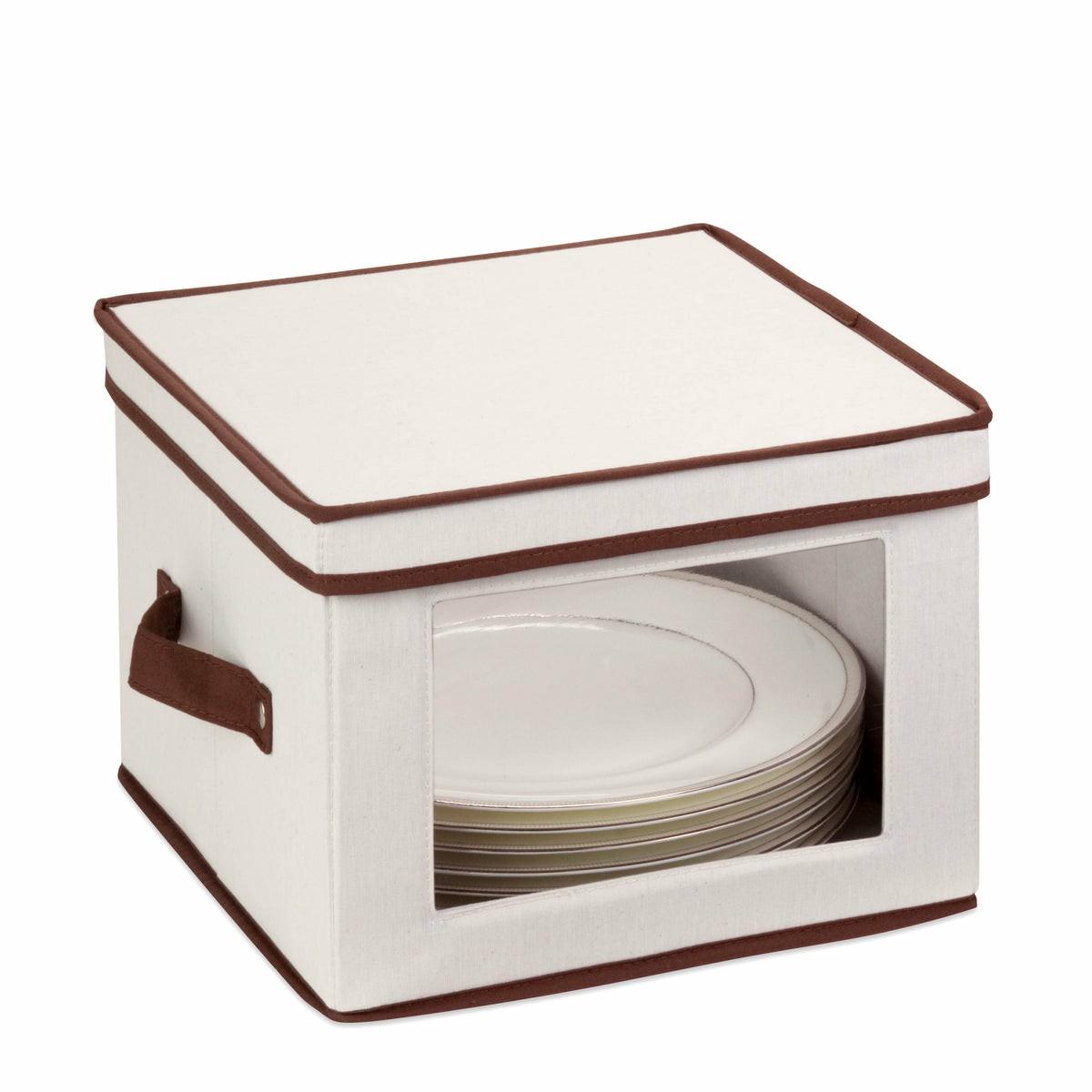 Natural/Brown Dinnerware Storage Box With Handles (12″ X 12″) Kitchen