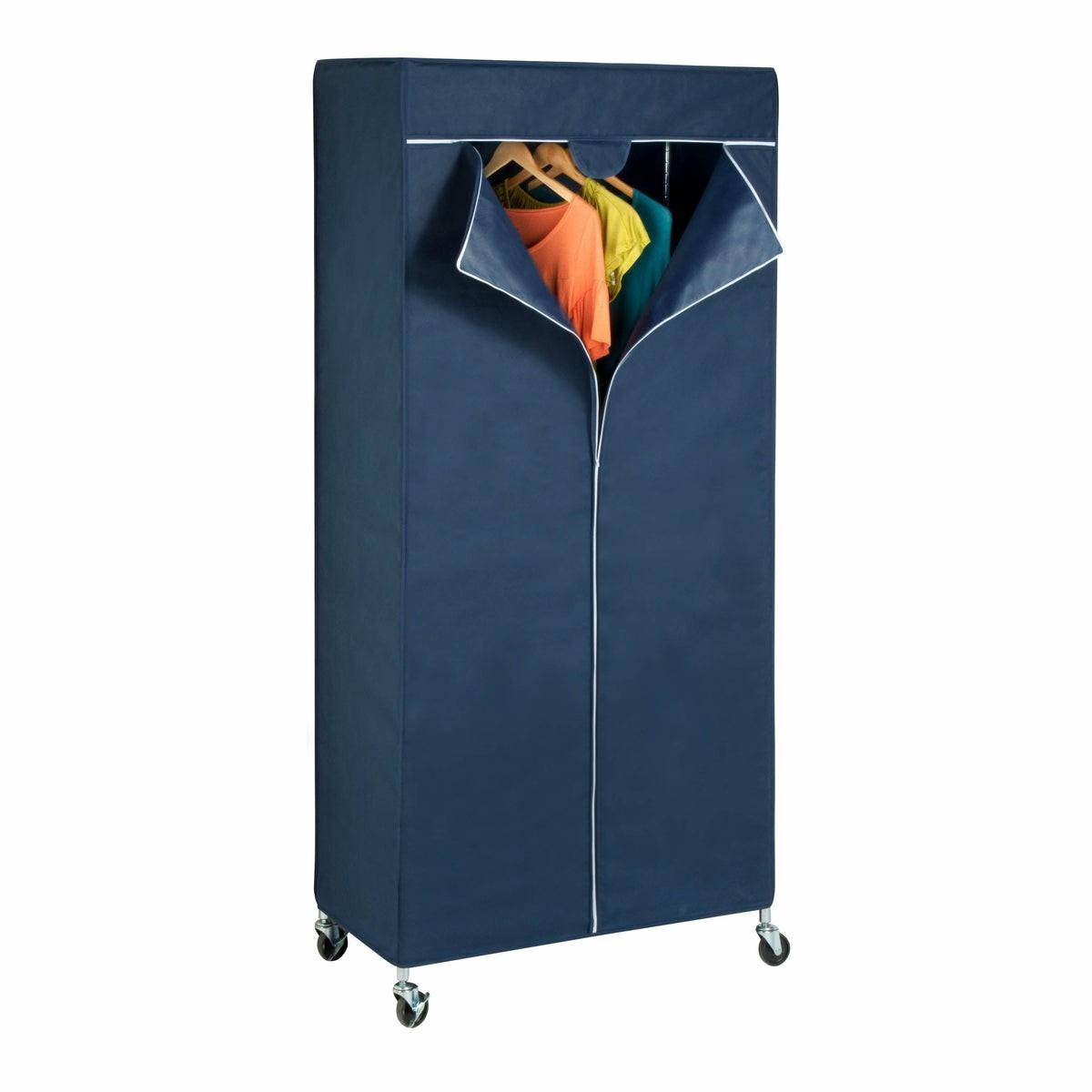 Navy/White Garment Rack Cover Closet