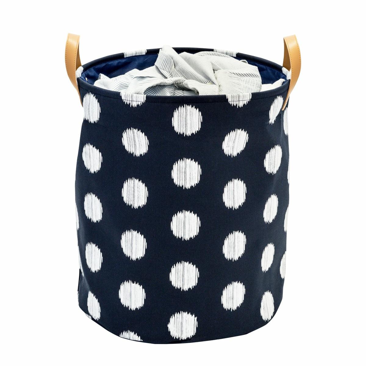 Navy/White Polka Dot Canvas Hamper Hampers & Sorters