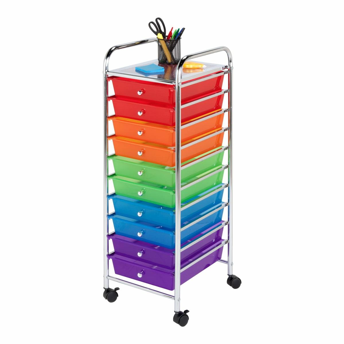 Rainbow 10-Drawer Metal Rolling Storage Cart Carts