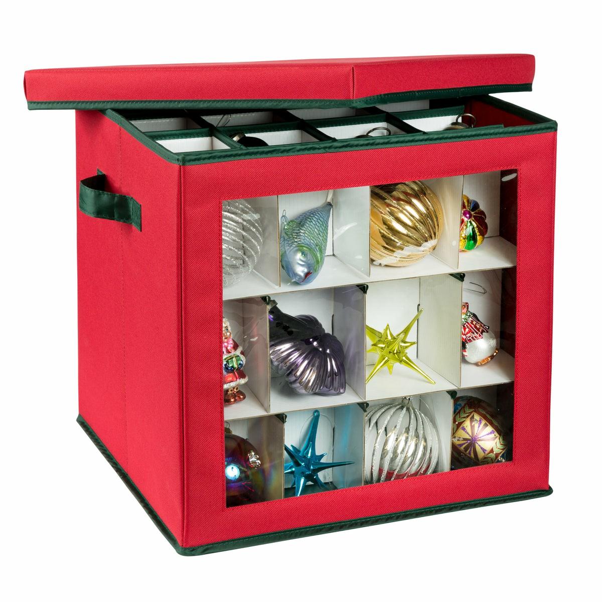 Red 48-Ornament Storage Box Holiday Décor Storage