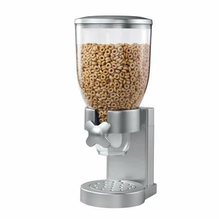 Silver 17.5-Oz Cereal Dispenser With Portion Control Food Dispensers