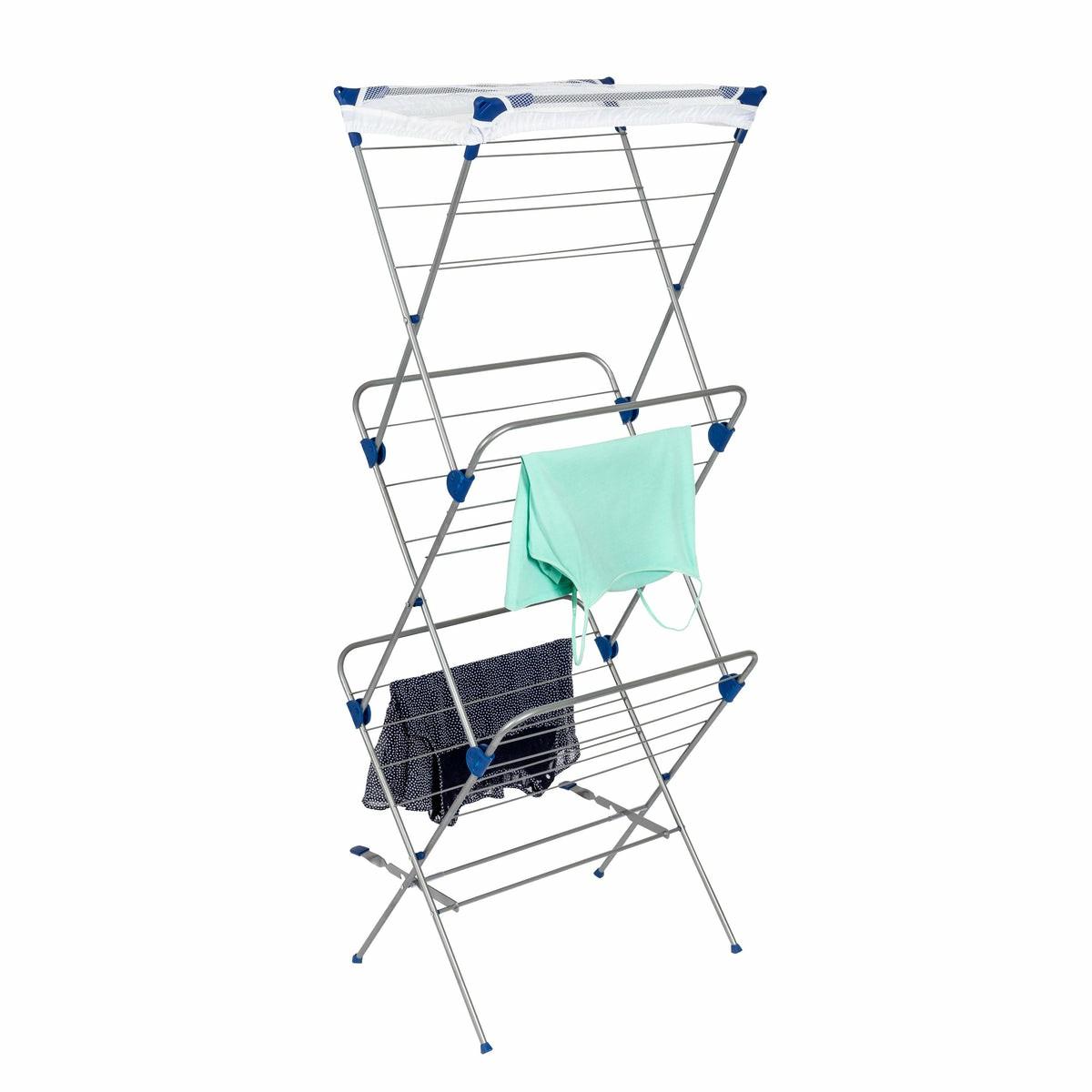 Silver 3-Tier Mesh Top Folding Drying Rack Drying Racks