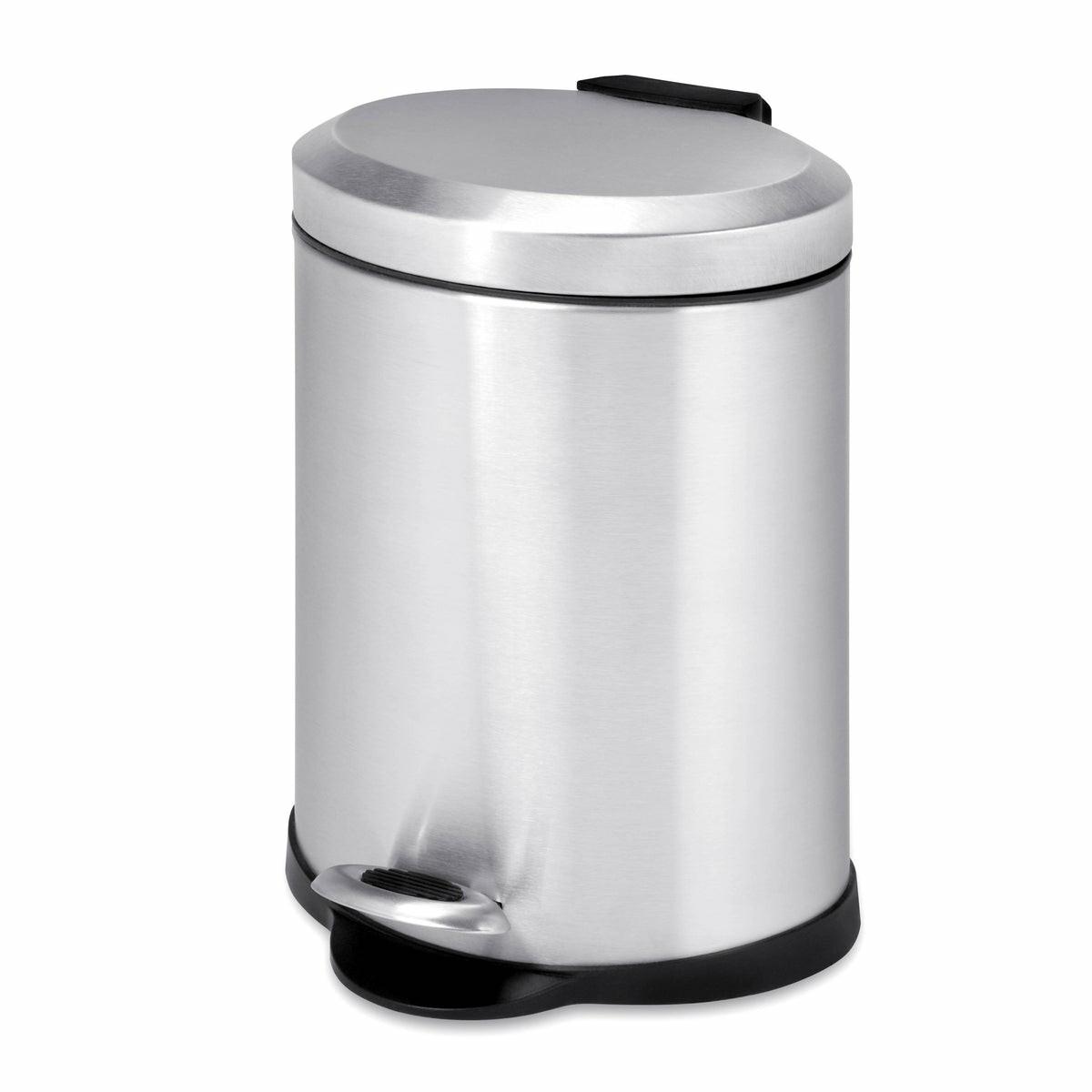 Silver 5L Stainless Steel Oval Step Trash Can Storage & Cleaning