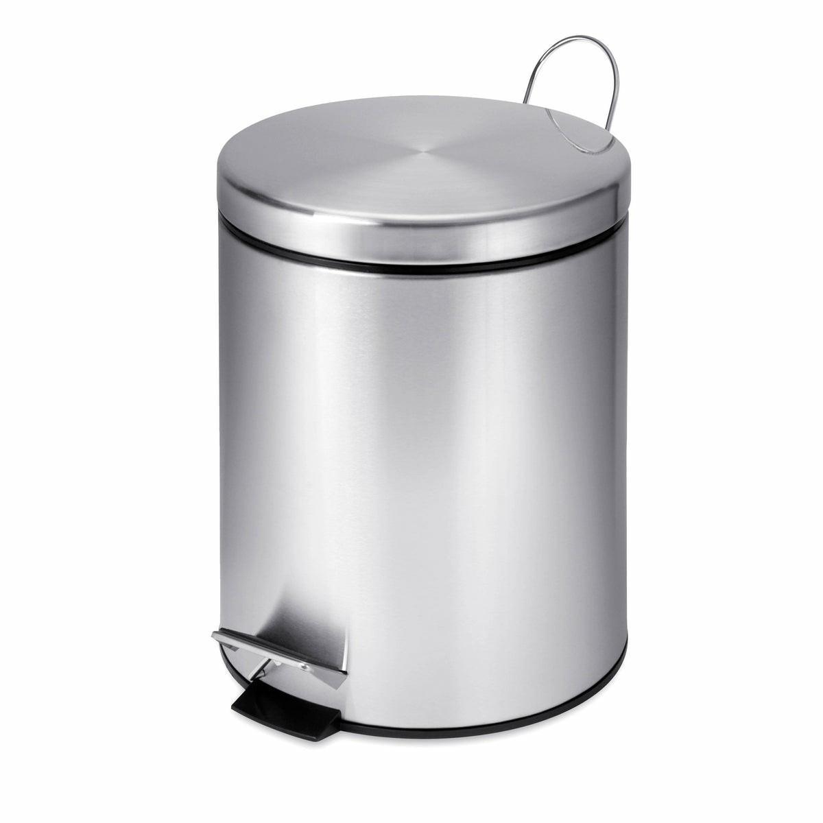 Silver 5L Stainless Steel Round Step Trash Can Storage & Cleaning