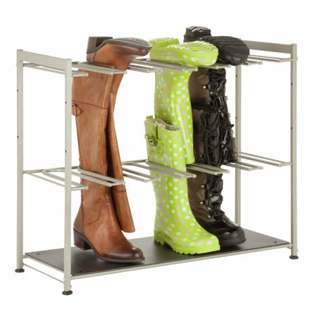 Silver Hanging Boot Storage And Drying Rack Closet